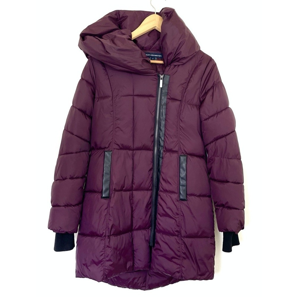 French Connection Womens Puffer Coat Jacket Size S Burgundy Warm Outdoors Winter